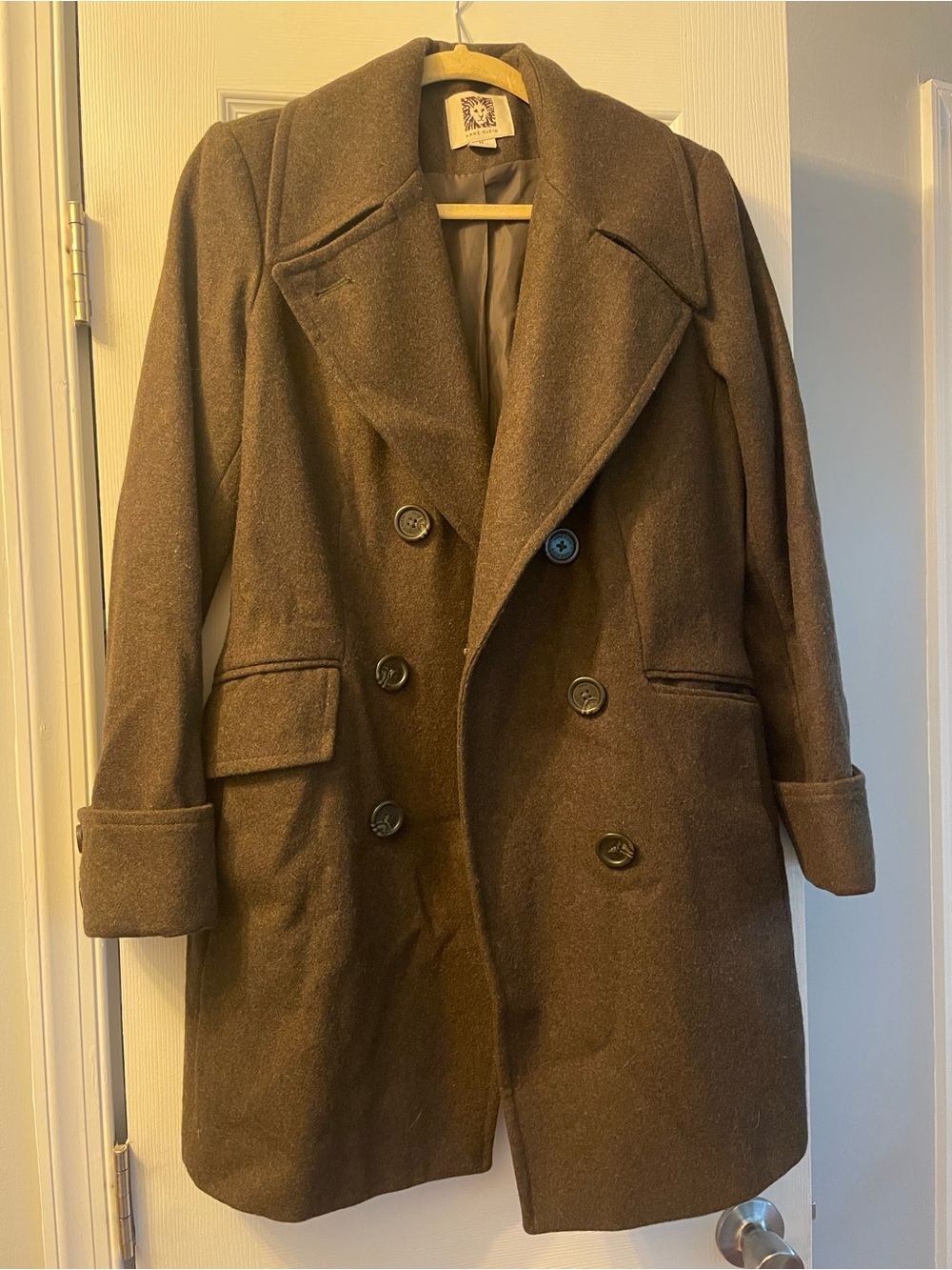 Women’s Double-Breasted Wool Coat - Olive